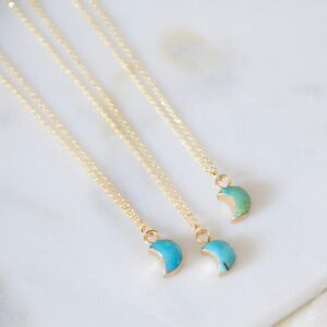 Tiny Turquoise Moon Necklace