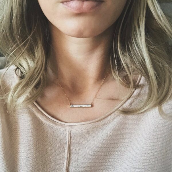 white marble bar necklace
